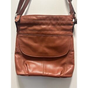 Emilie M Faux Leather Crossbody Handbag Orange Purse Adjustable Strap